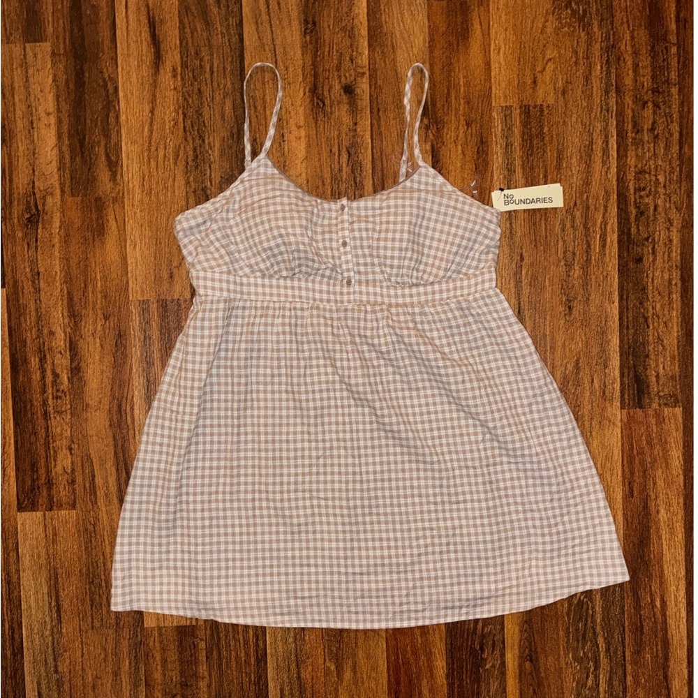 No Boundaries Tan Plaid Babydoll Dress Sleeveless Cottagecore XXL 20 NEW